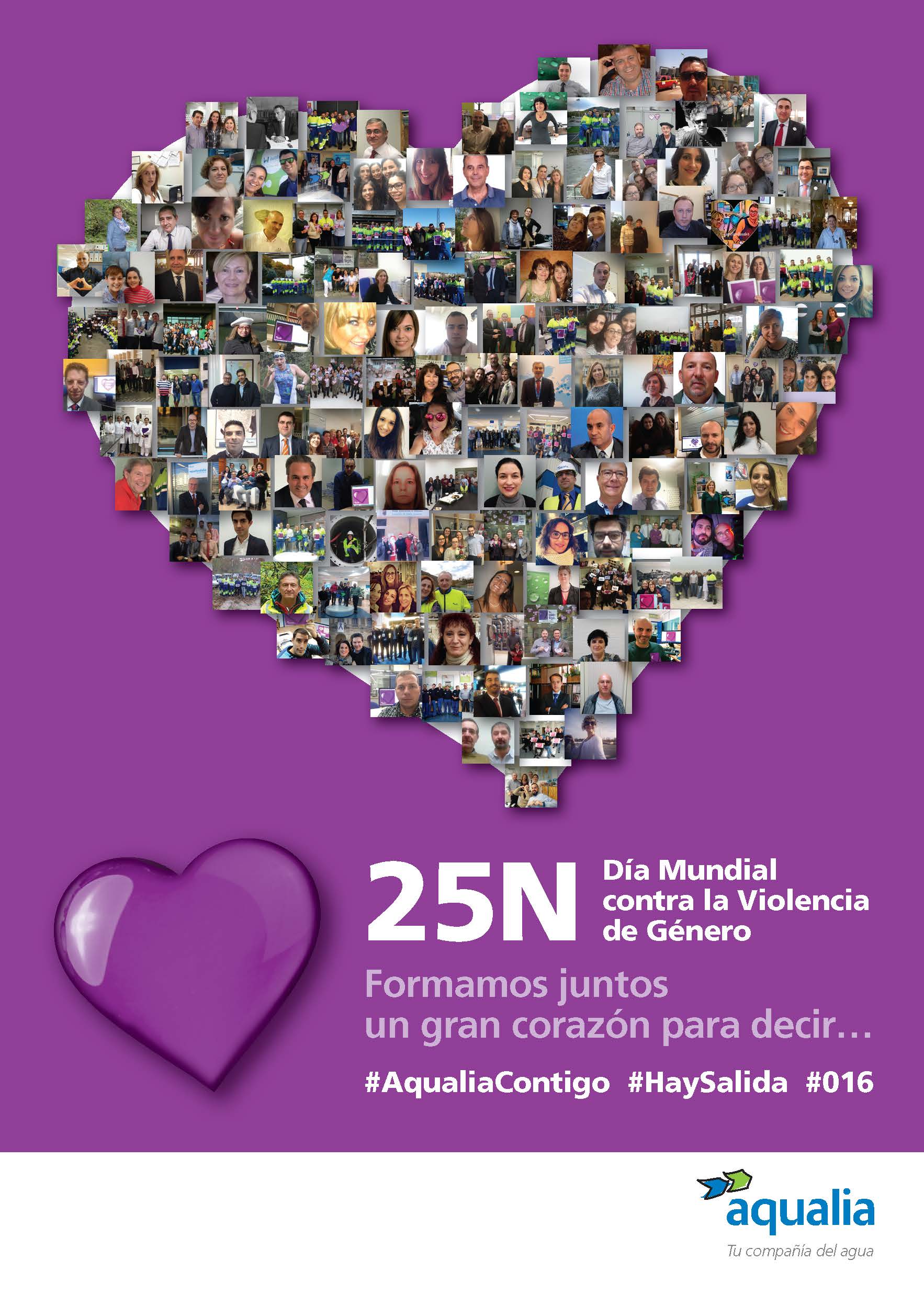 25N Día Mundial contra la Violencia de Género. Formamos juntos una gran corazón para decir...#AqualiaContigo; #HaySalida #016